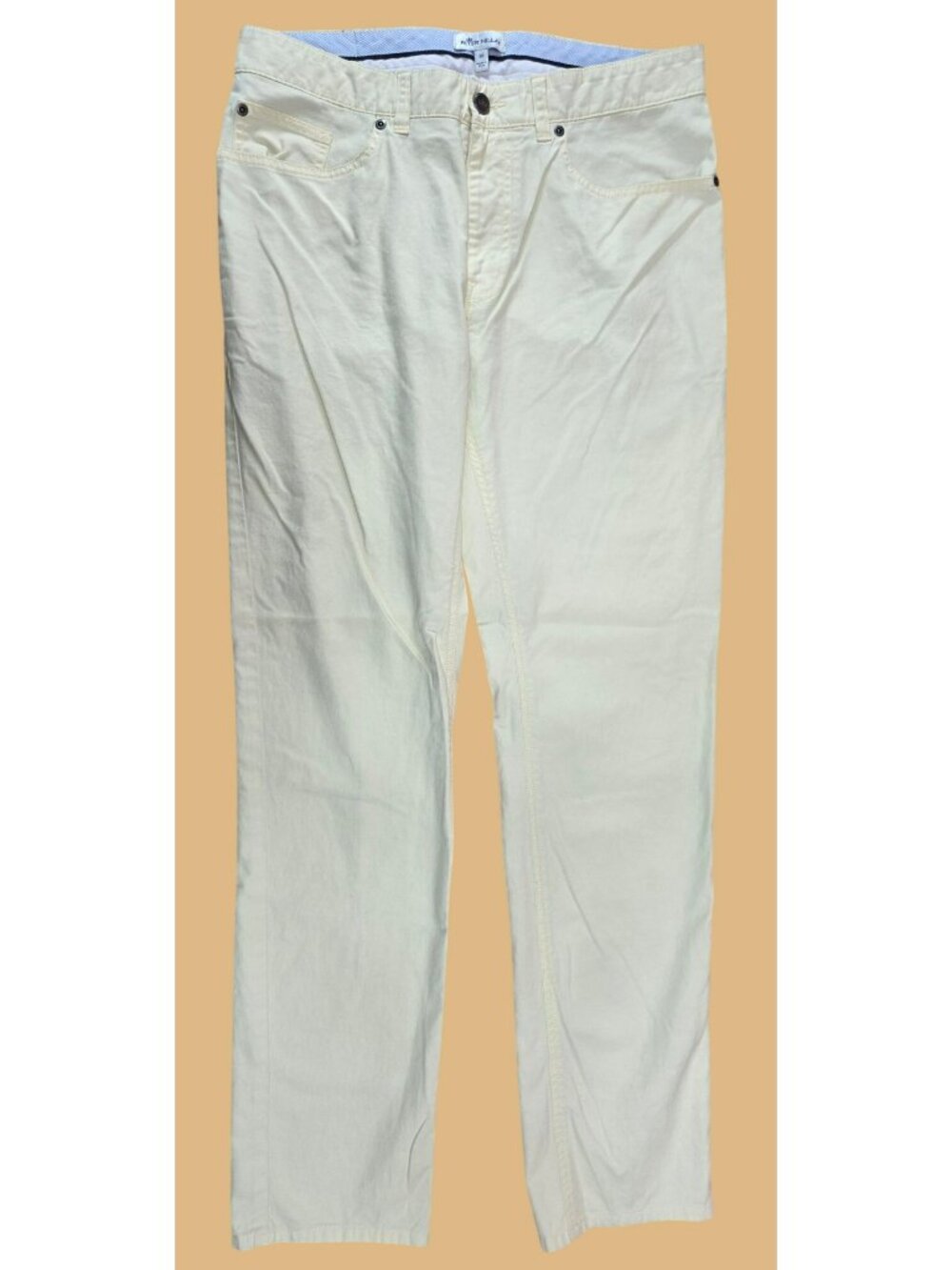 Peter Millar Mens Cream Chino Pants 32x31" Waist Slim Fit Cotton Casual Style